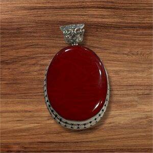 Sterling silver coral dot pendant